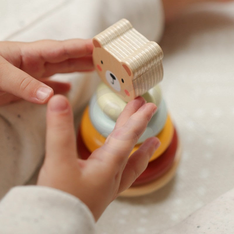 3-in-1 žaislų dėžė: rūšiavimo blokeliai, piramidė ir dramblys ant ratukų - BureiKids