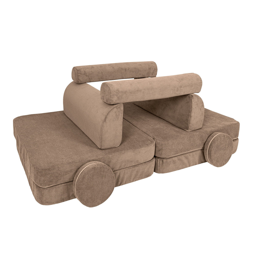 Didelė modulinė Sofa vaikams - Rudas velvetas - BureiKids
