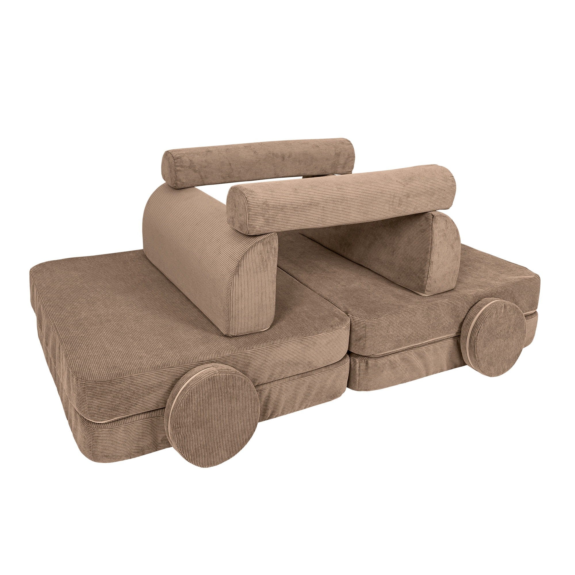 Didelė modulinė Sofa vaikams - Rudas velvetas - BureiKids