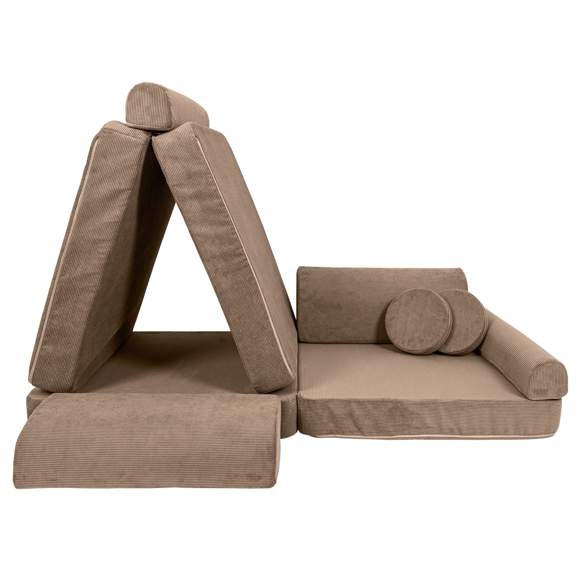 Didelė modulinė Sofa vaikams - Rudas velvetas - BureiKids