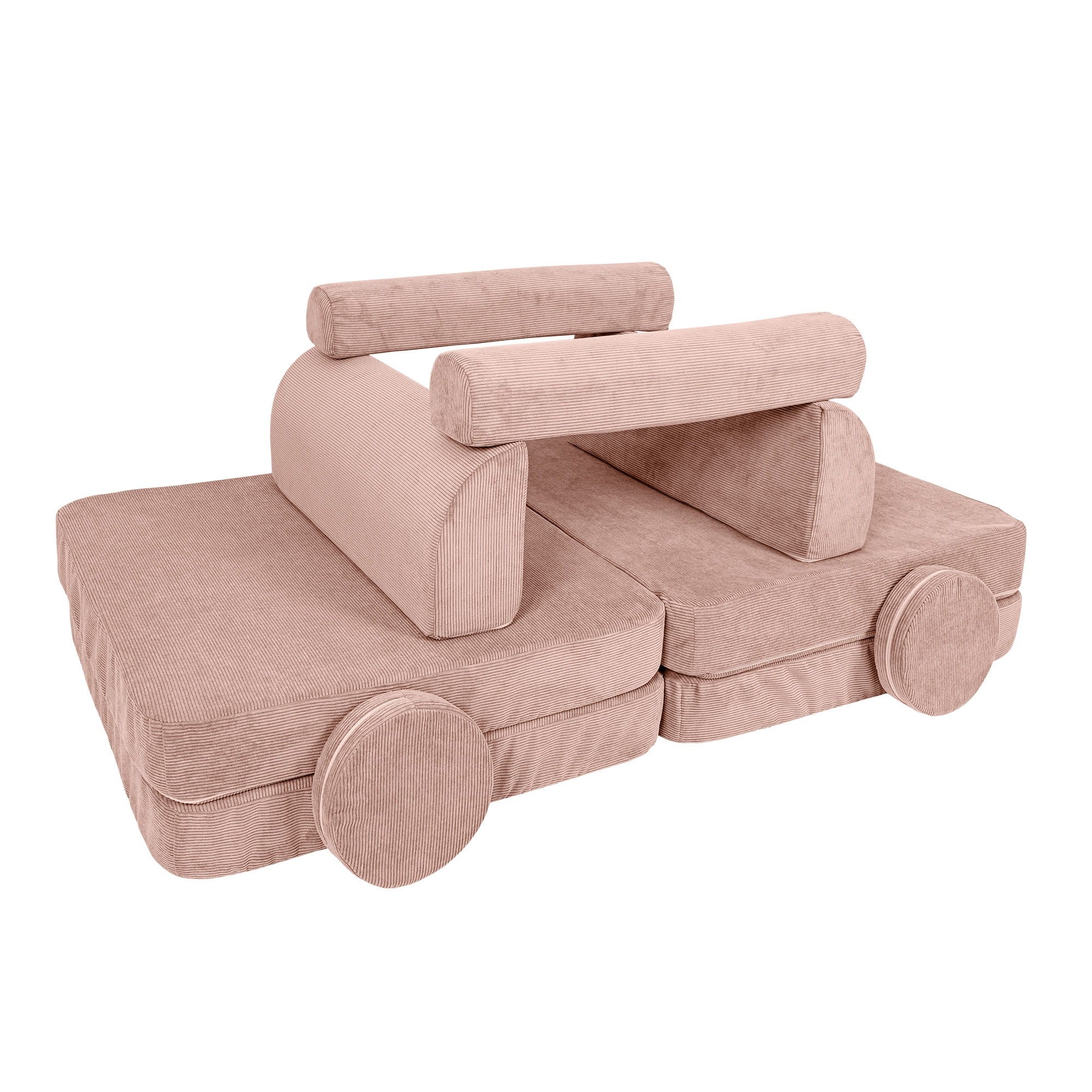 Didelė modulinė sofa vaikams - velvetinė rožinė - BureiKids