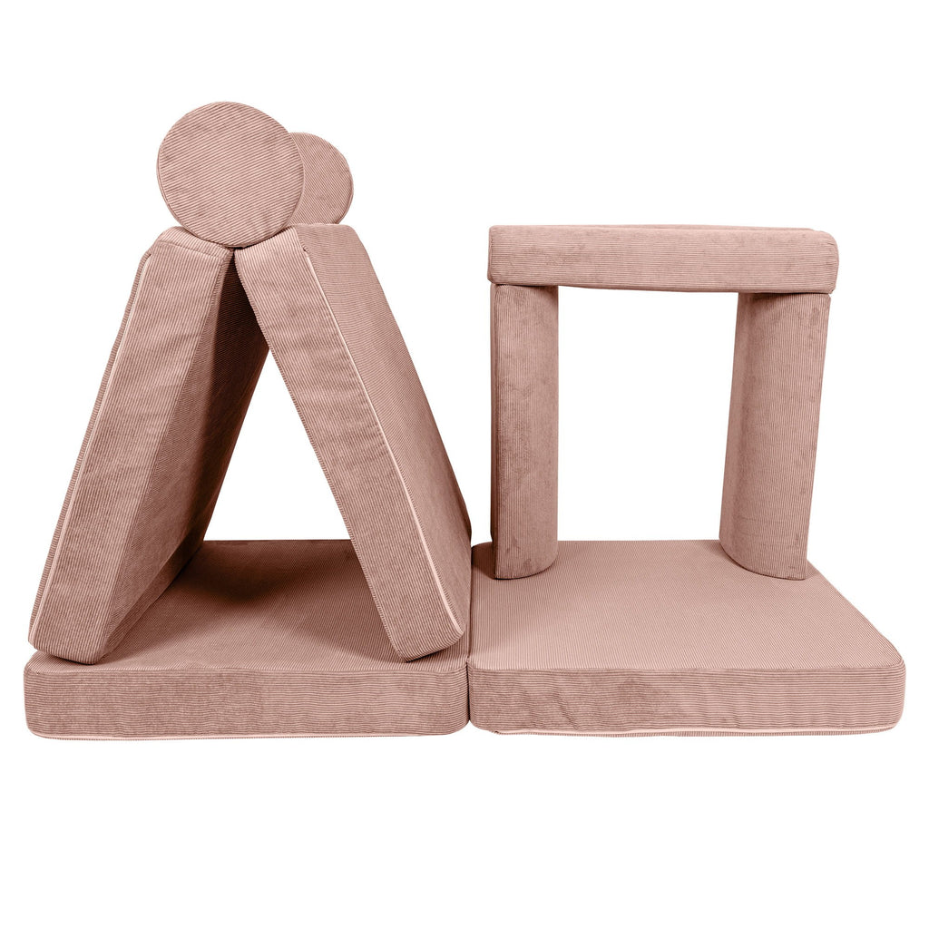 Didelė modulinė sofa vaikams - velvetinė rožinė - BureiKids