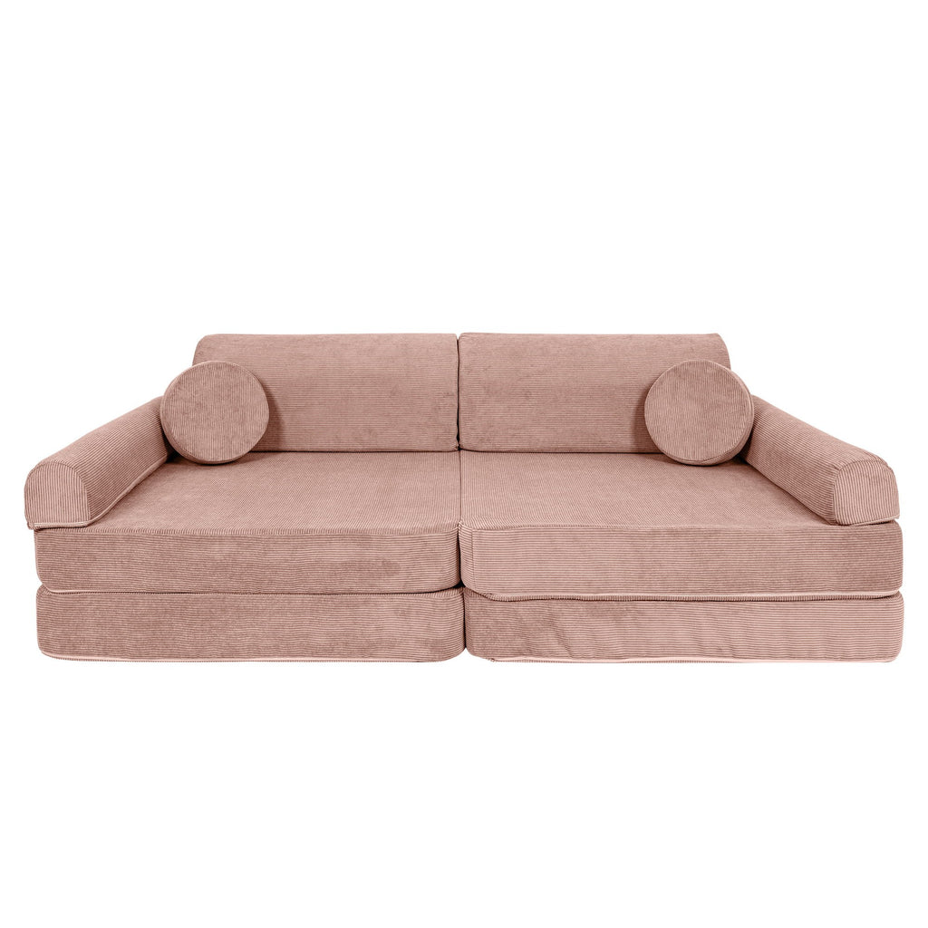 Didelė modulinė sofa vaikams - velvetinė rožinė - BureiKids