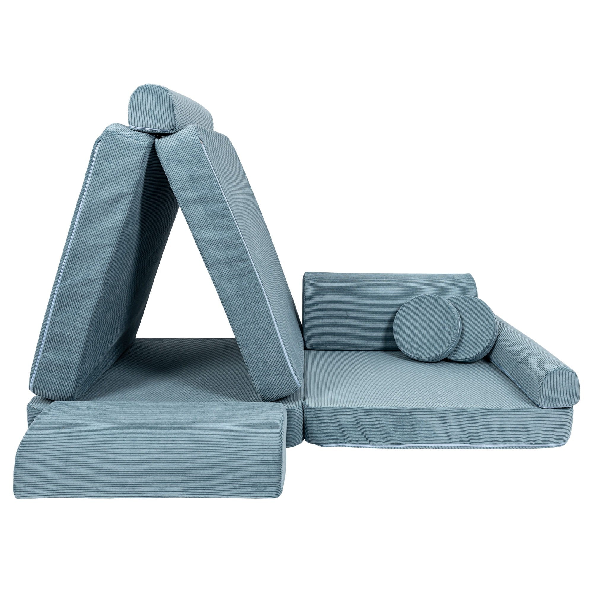 Didelė modulinė sofa vaikams - Turkio spalvos velvetas - BureiKids