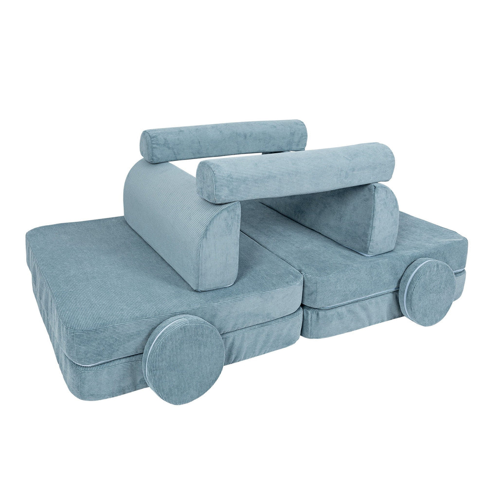 Didelė modulinė sofa vaikams - Turkio spalvos velvetas - BureiKids