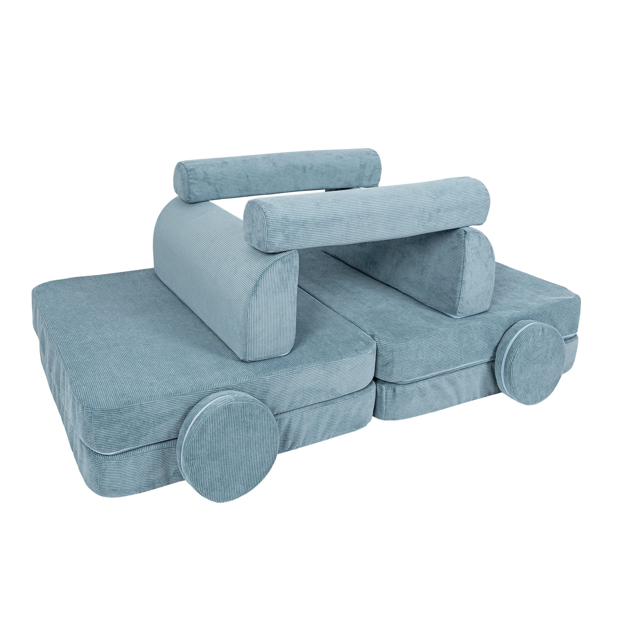 Didelė modulinė sofa vaikams - Turkio spalvos velvetas - BureiKids