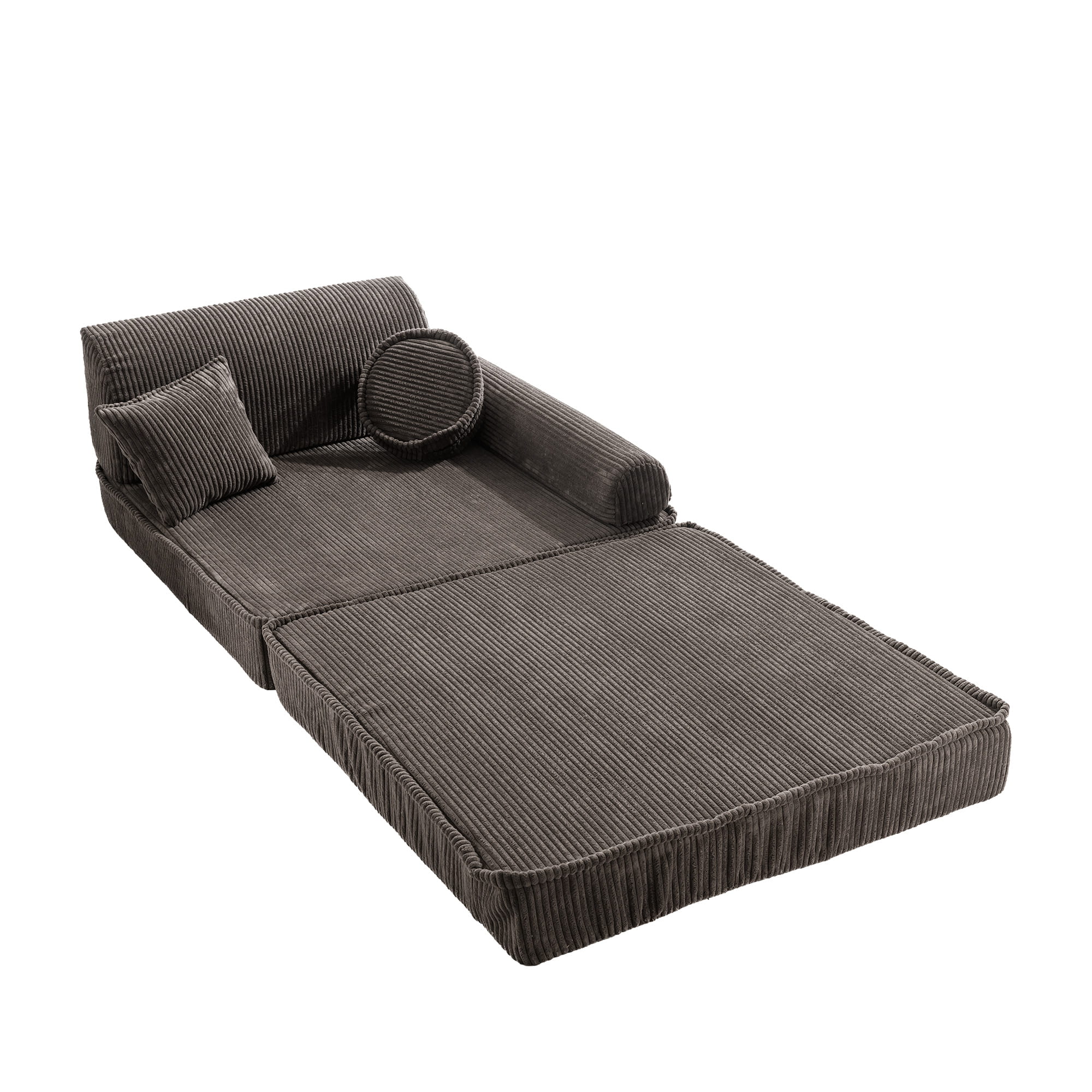 Didelė modulinė sofa vaikams – aukščiausios kokybės rudas velvetas  - BureiKids