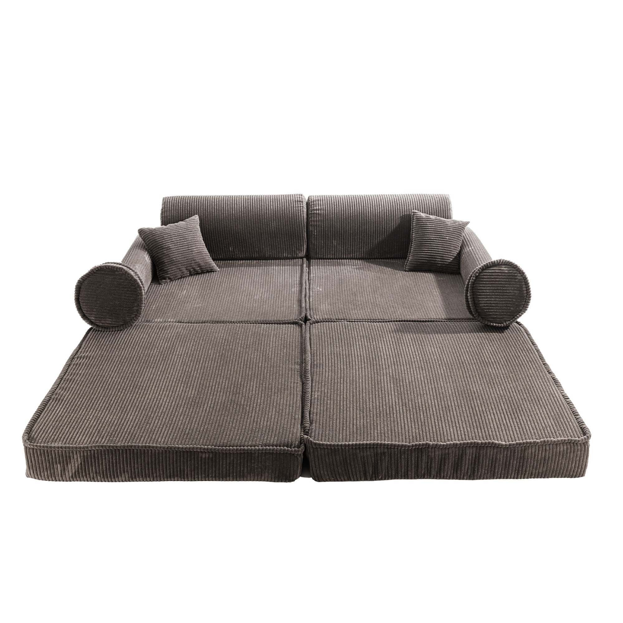 Didelė modulinė sofa vaikams – aukščiausios kokybės rudas velvetas  - BureiKids