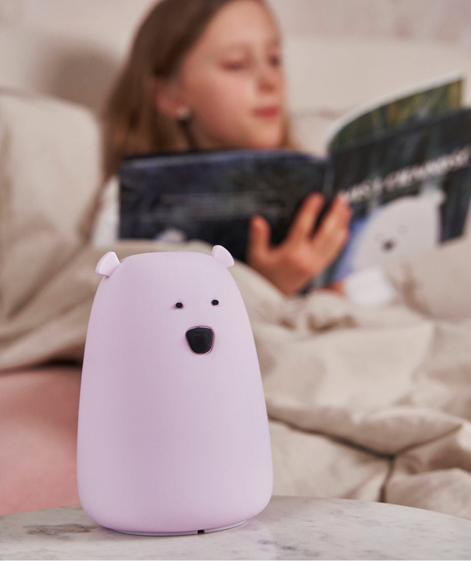 Didelė silikoninė meškiuko lempa - Levandų spalvos - BureiKids