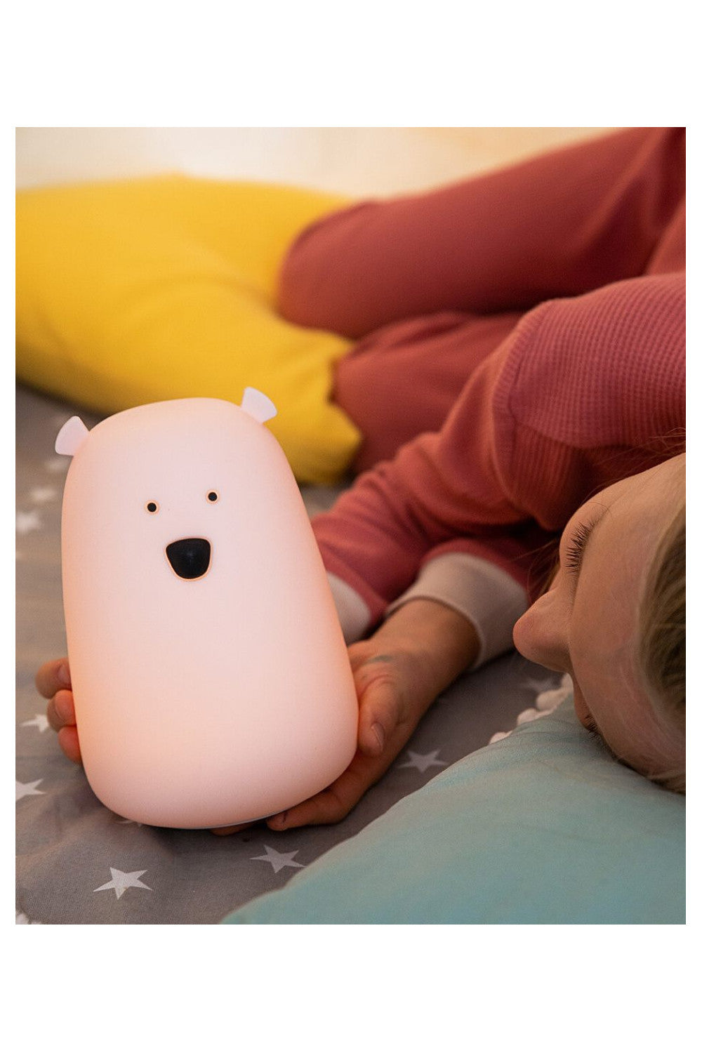 Didelė silikoninė meškiuko lempa - Rožinės spalvos - BureiKids