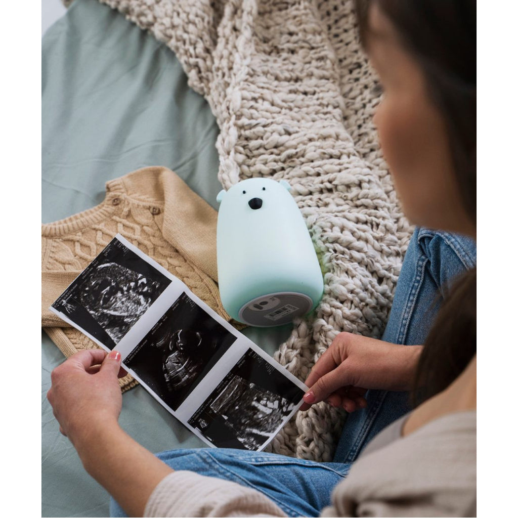 Didelė silikoninė meškiuko lempa su nuotolinio valdymo pultu - Mėlynos spalvos  - BureiKids