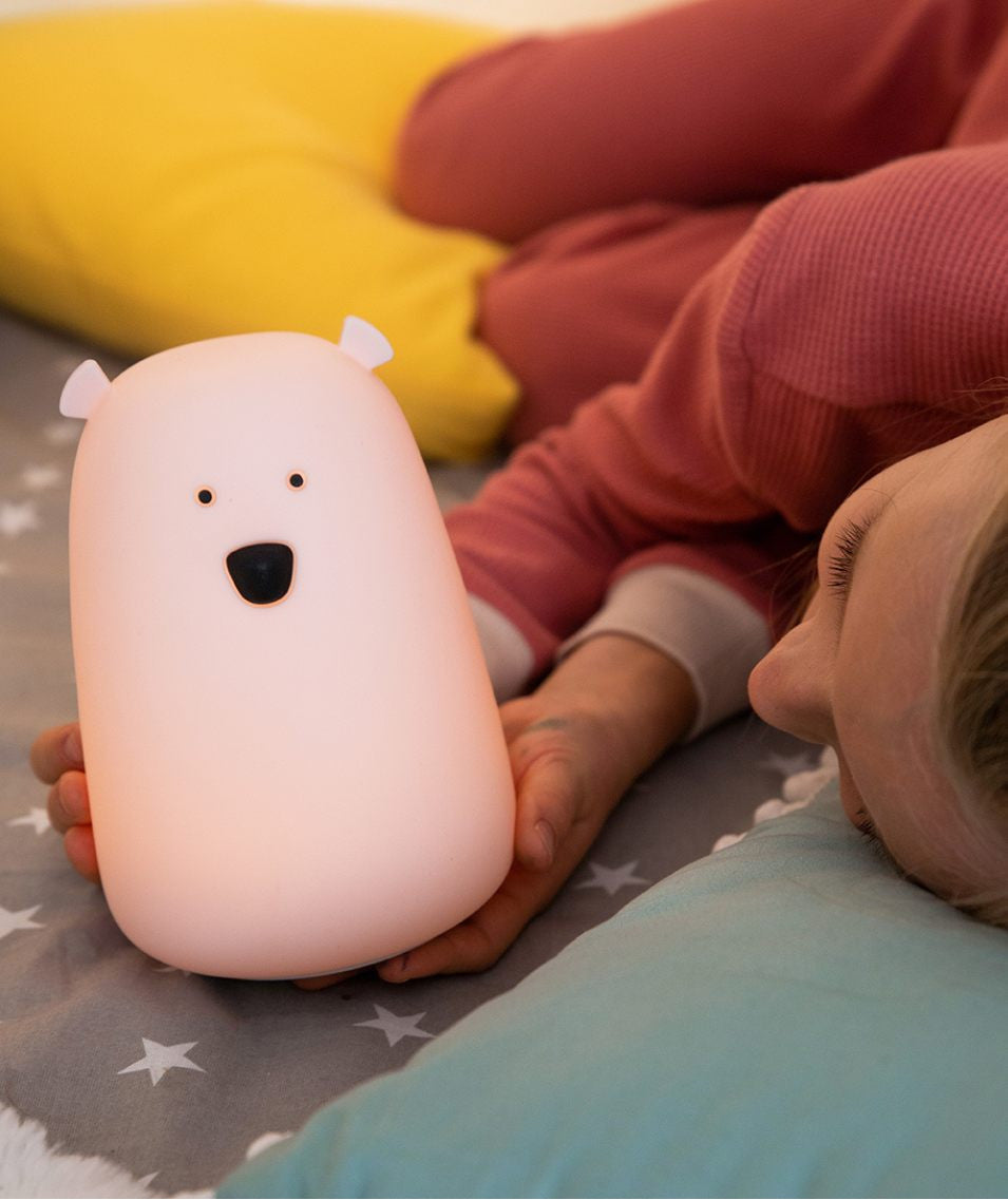 Didelė silikoninė meškiuko lempa su nuotolinio valdymo pultu - Rožinės spalvos - BureiKids