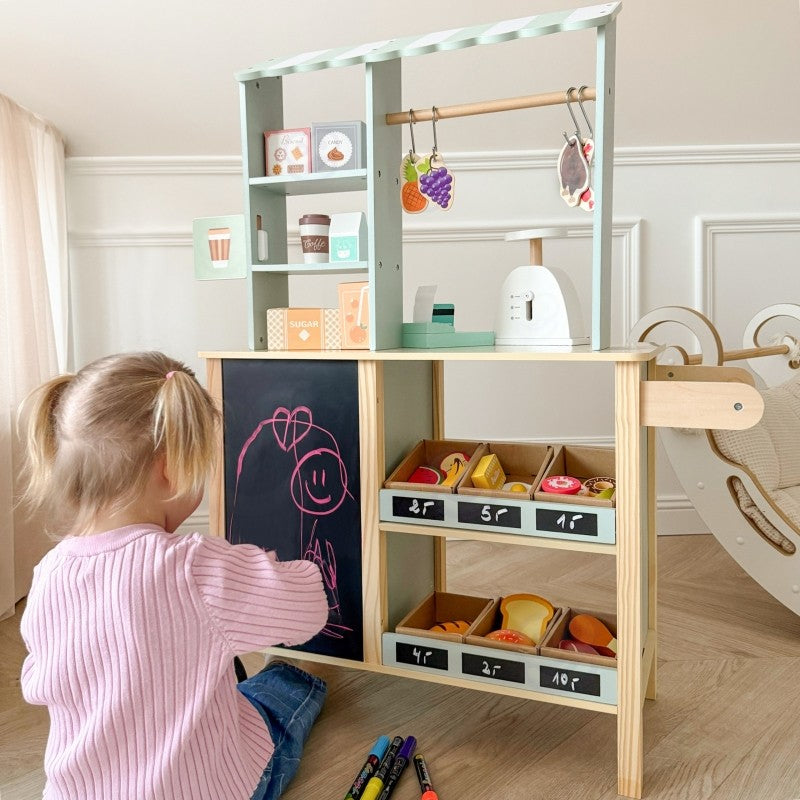 Didelis daugiafunkcis medinis maisto furgonas, 73 vnt. - BureiKids