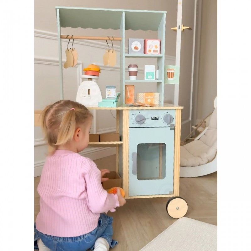 Didelis daugiafunkcis medinis maisto furgonas, 73 vnt. - BureiKids