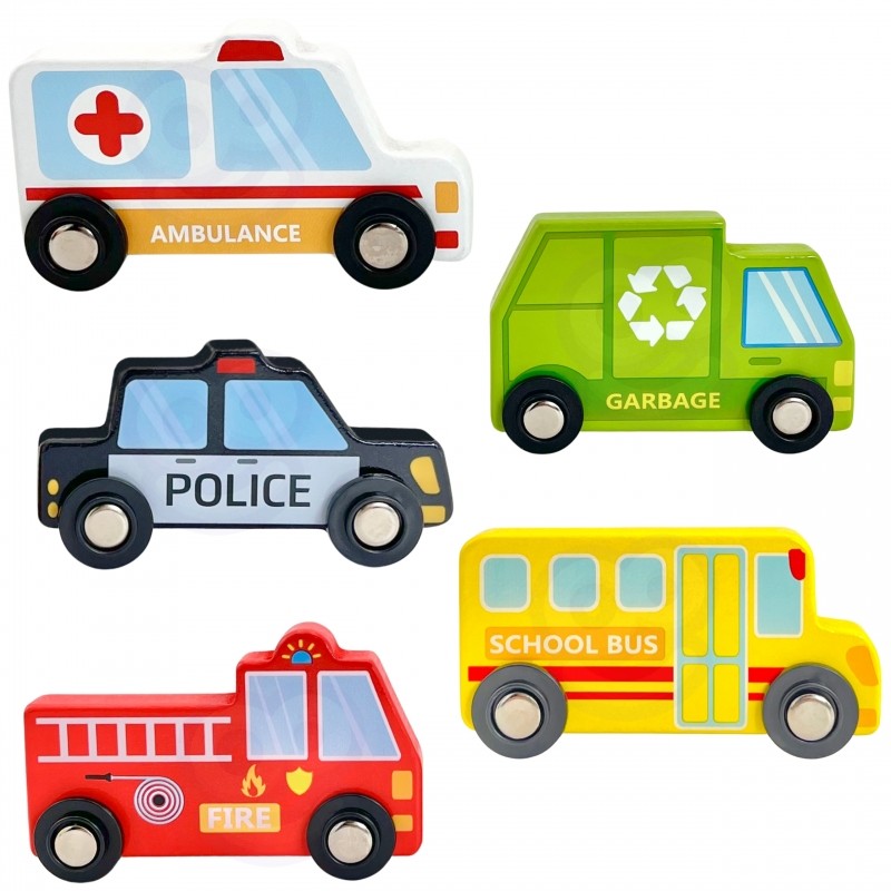 Dėlionė „Miesto transportas dėžutėse“ (kubelių dėlionė) - BureiKids