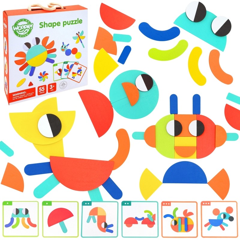 Medinė Montessori figūrų dėlionė - BureiKids
