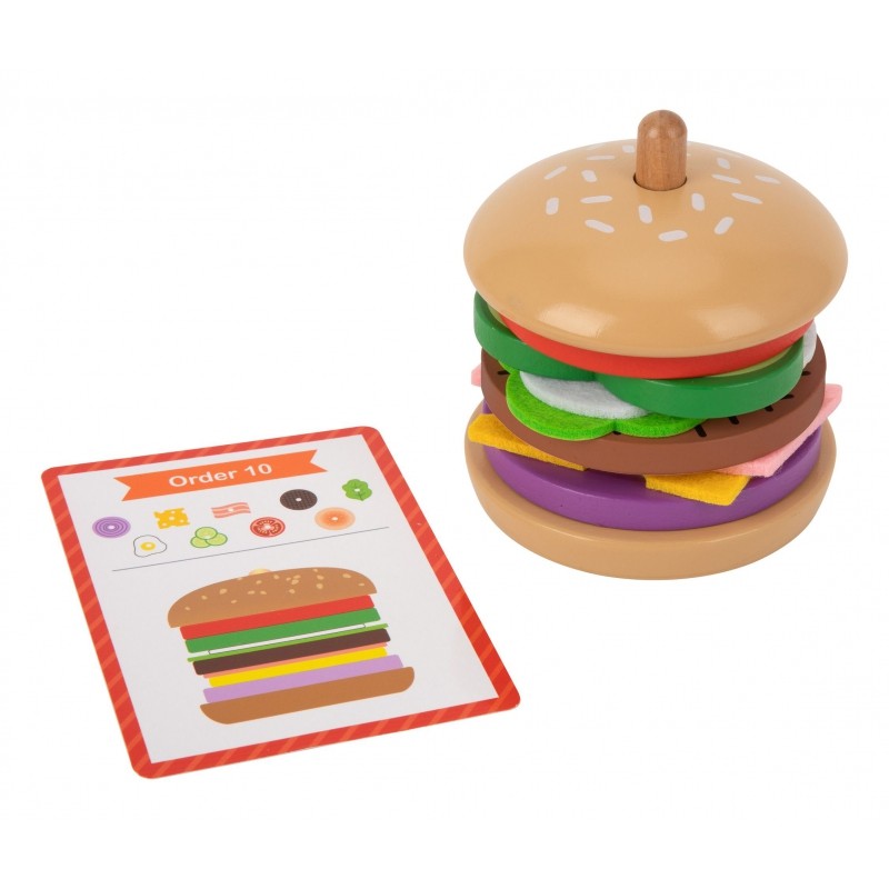 Medinė vaikų dėlionė „Burgerių restoranas“, 15 vnt. - BureiKids