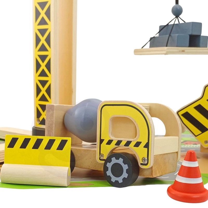 Medinė statybų aikštelė su transportu - BureiKids