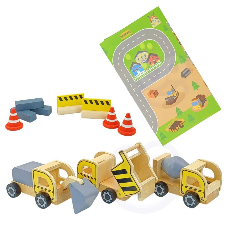 Medinė statybų aikštelė su transportu - BureiKids