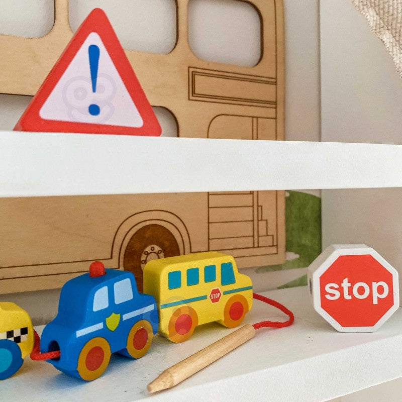 Mediniai vėrimo blokeliai „Automobilis“ - BureiKids