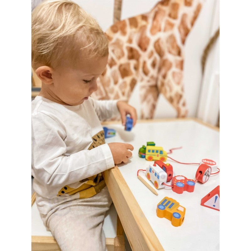 Mediniai vėrimo blokeliai „Automobilis“ - BureiKids