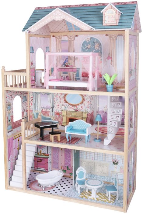 Medinis lėlių namelis „Emily“ su LED apšvietimu - BureiKids