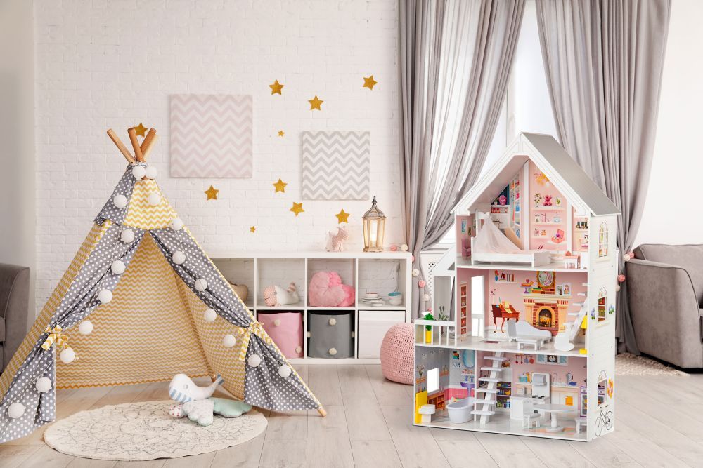 Medinis lėlių namelis Liselle su LED šviesomis - BureiKids