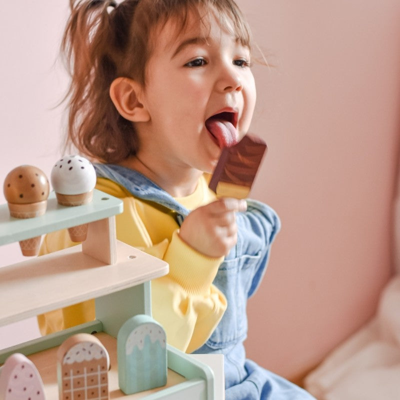 Medinis ledų parduotuvės rinkinys su stendu - BureiKids