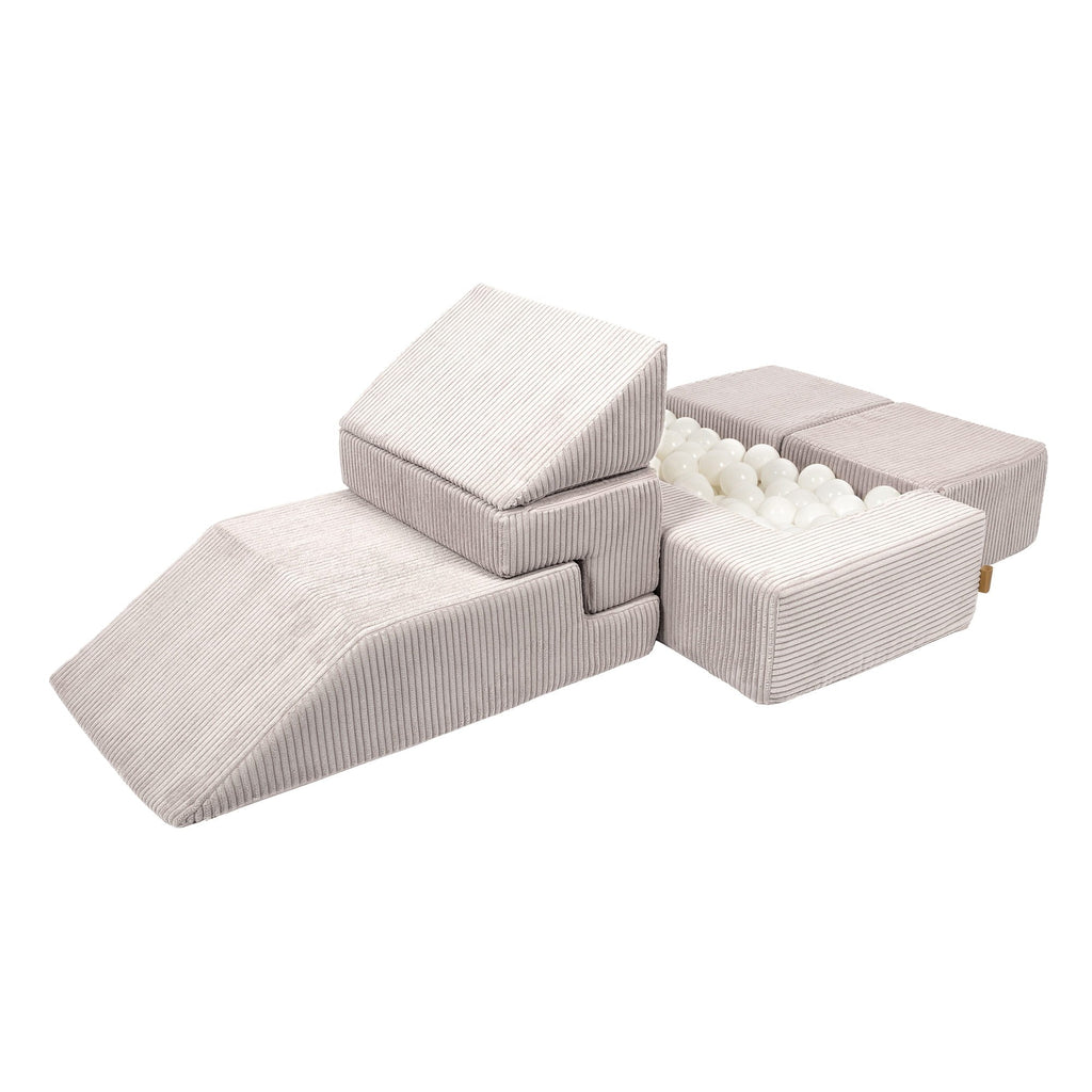 MeowBaby® Aksominė minkšta sofa Bricks - Ecru - BureiKids