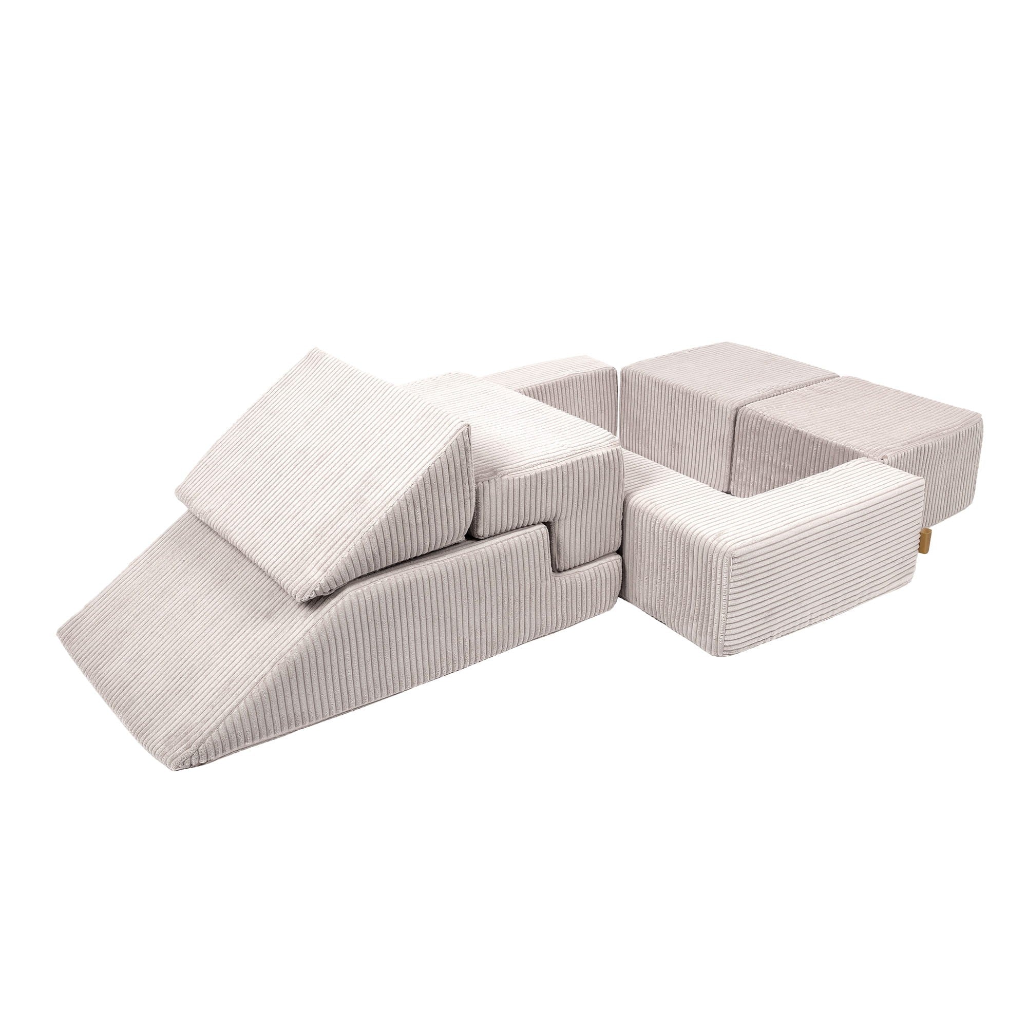 MeowBaby® Aksominė minkšta sofa Bricks - Ecru - BureiKids