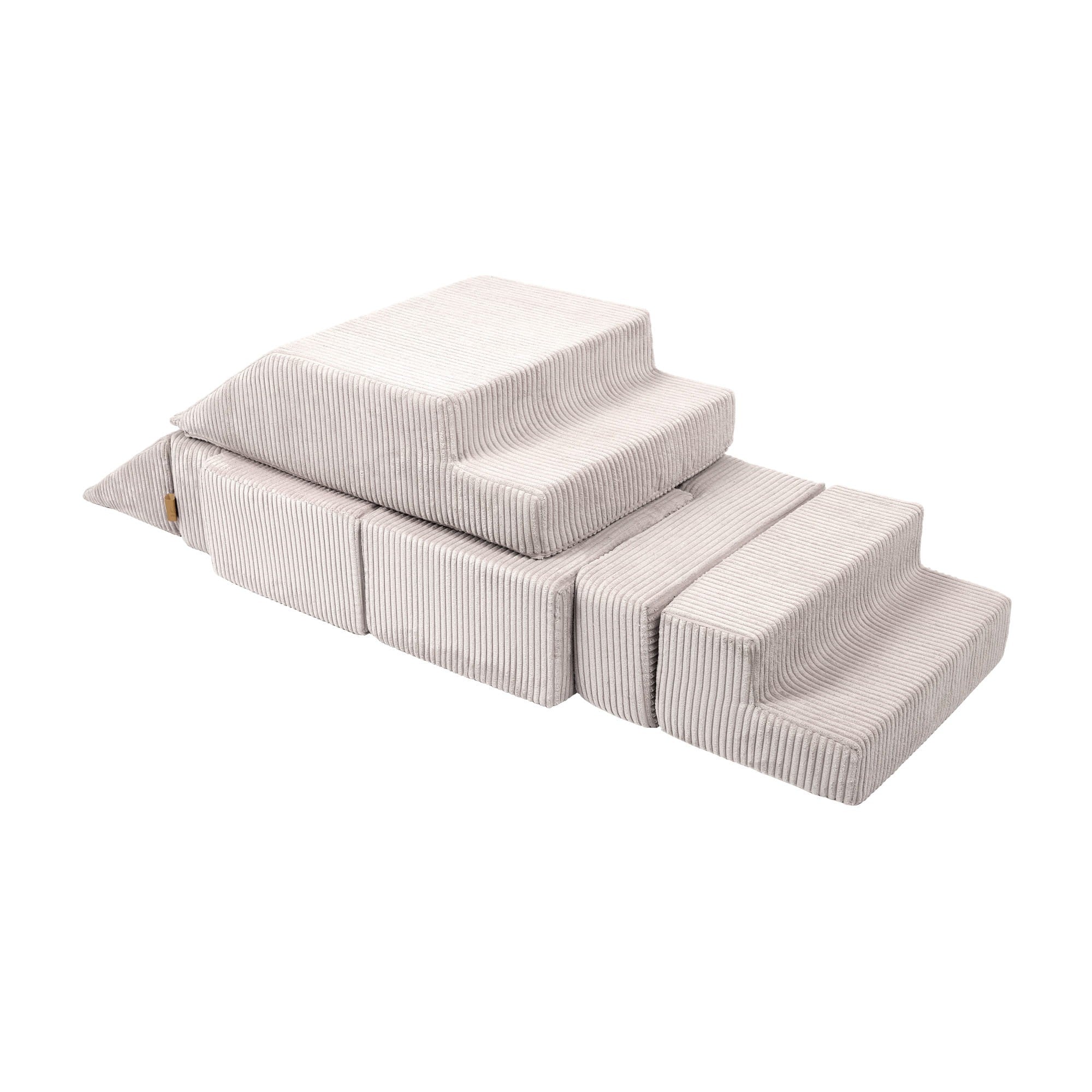 MeowBaby® Aksominė minkšta sofa Bricks - Ecru - BureiKids