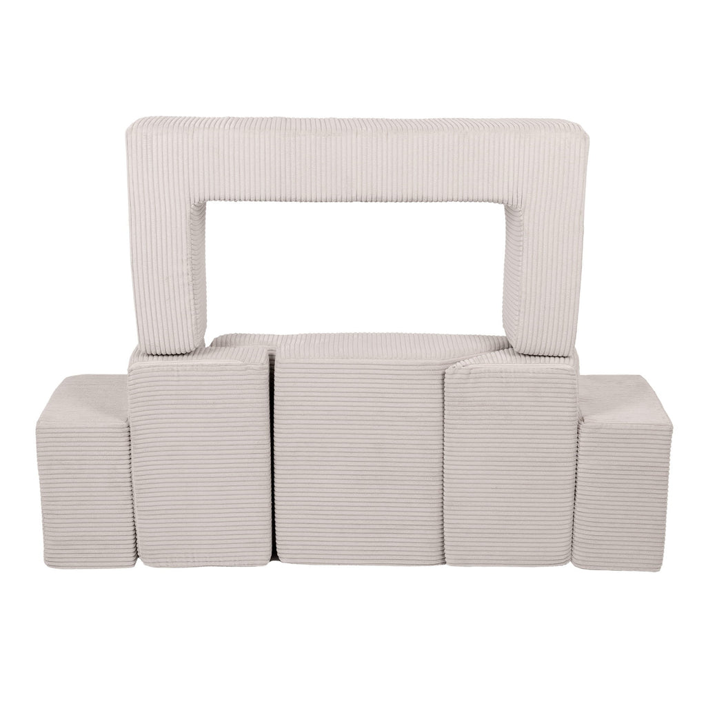 MeowBaby® Aksominė minkšta sofa Bricks - Ecru - BureiKids