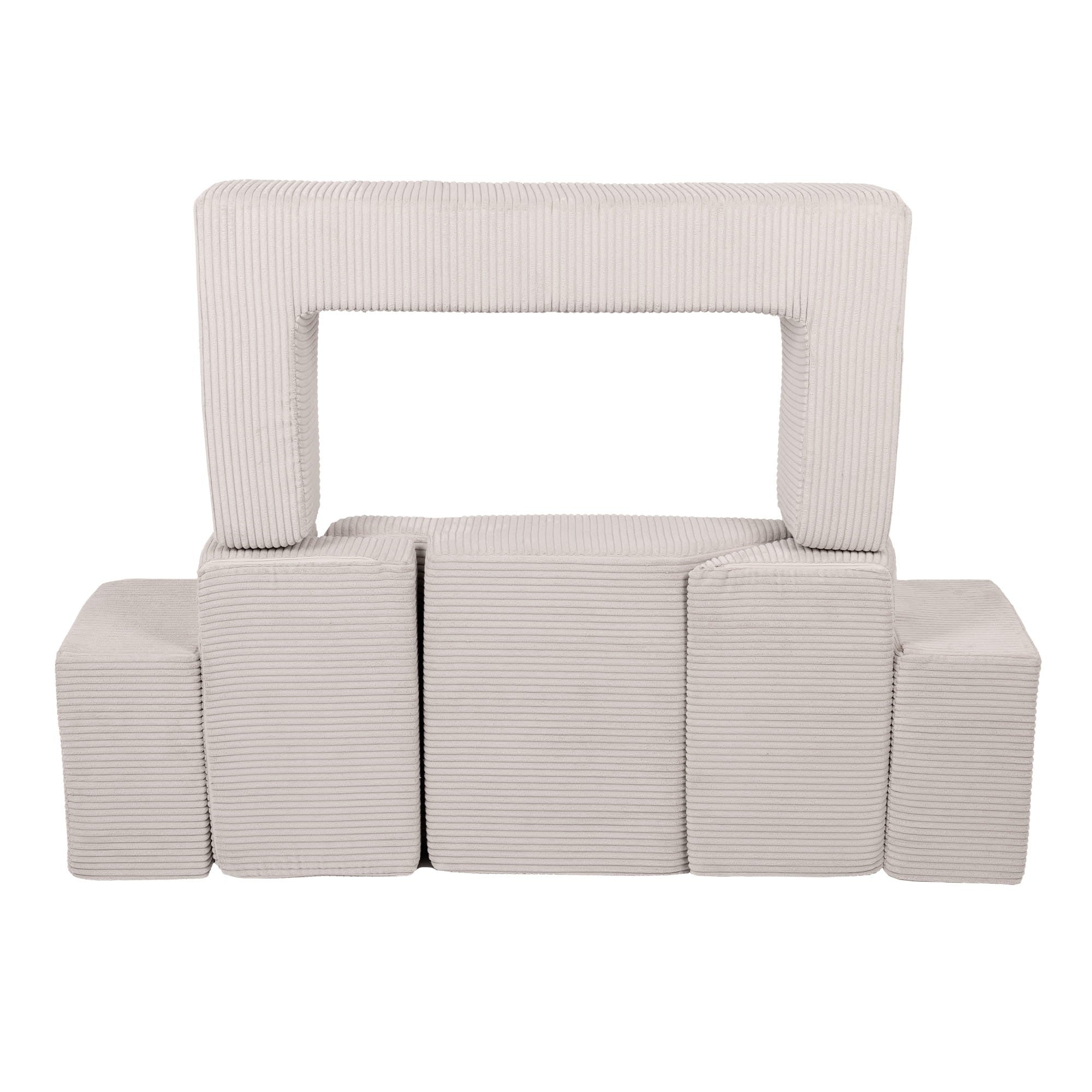 MeowBaby® Aksominė minkšta sofa Bricks - Ecru - BureiKids