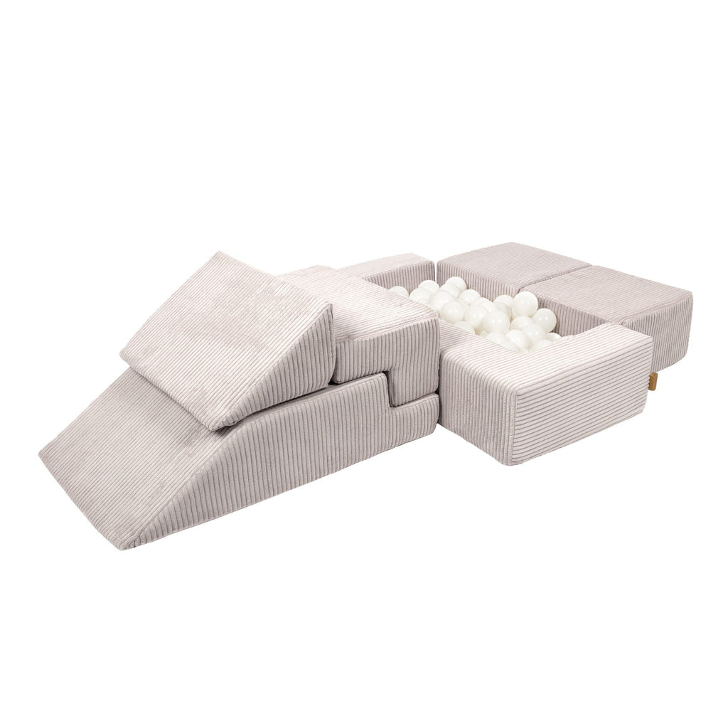 MeowBaby® Aksominė minkšta sofa Bricks - Ecru - BureiKids