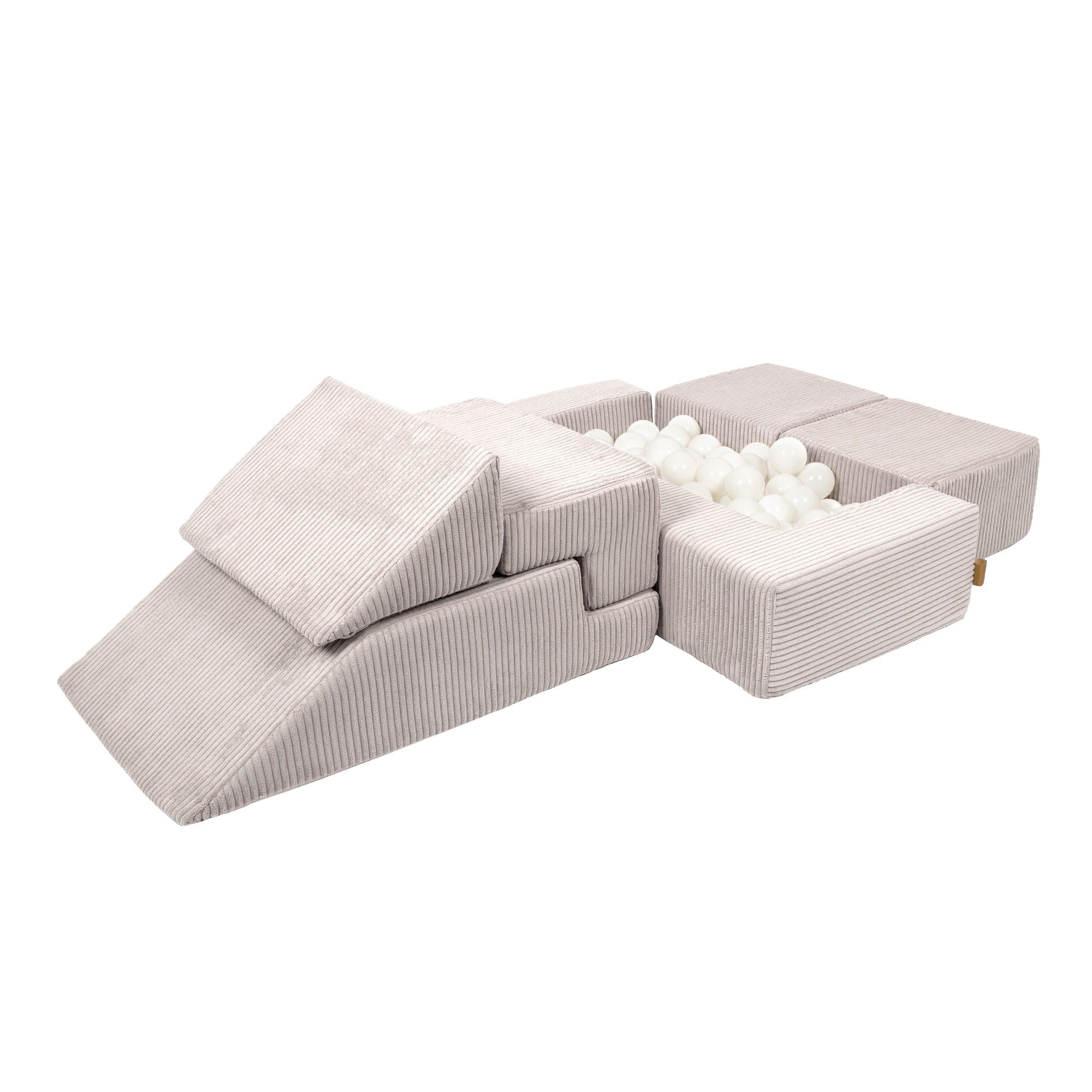 MeowBaby® Aksominė minkšta sofa Bricks - Ecru - BureiKids