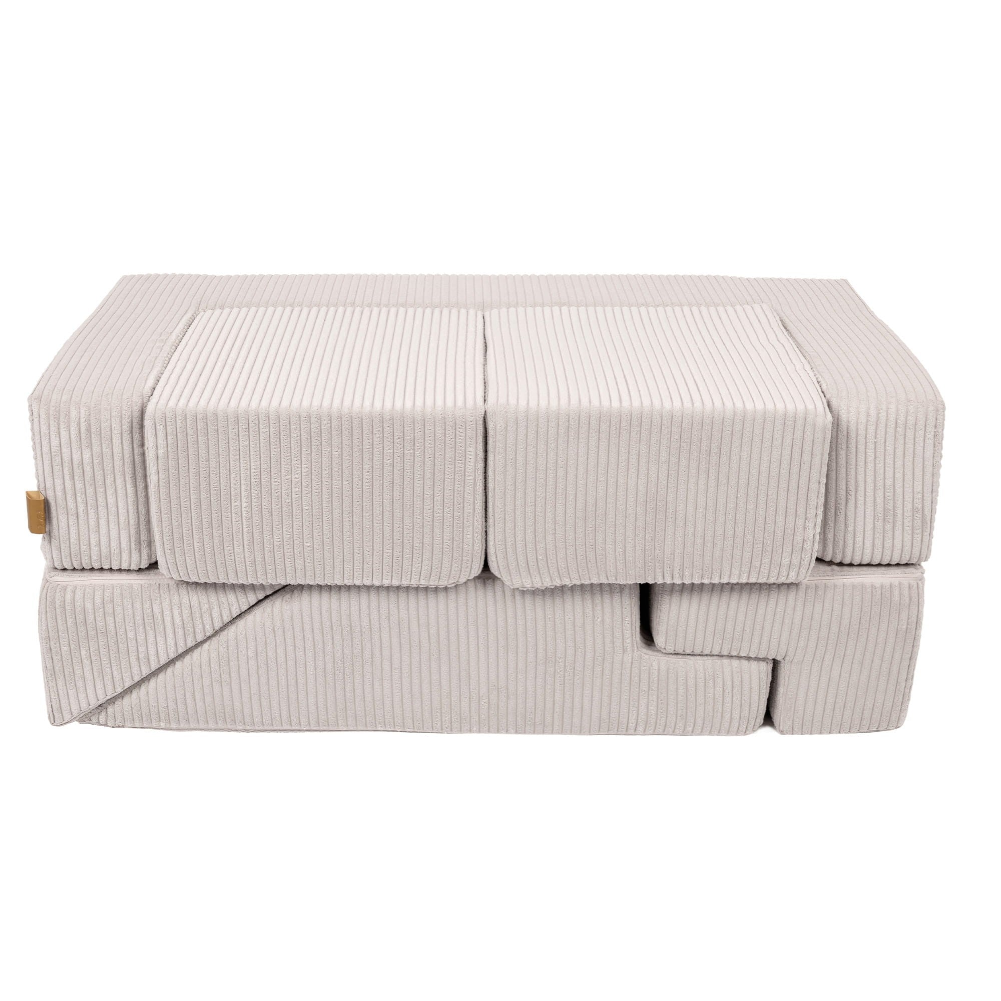 MeowBaby® Aksominė minkšta sofa Bricks - Ecru - BureiKids