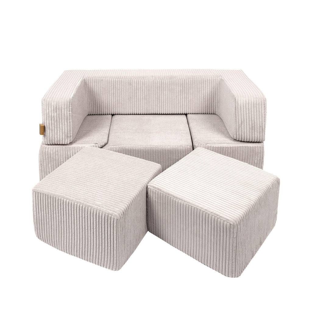 MeowBaby® Aksominė minkšta sofa Bricks - Ecru - BureiKids
