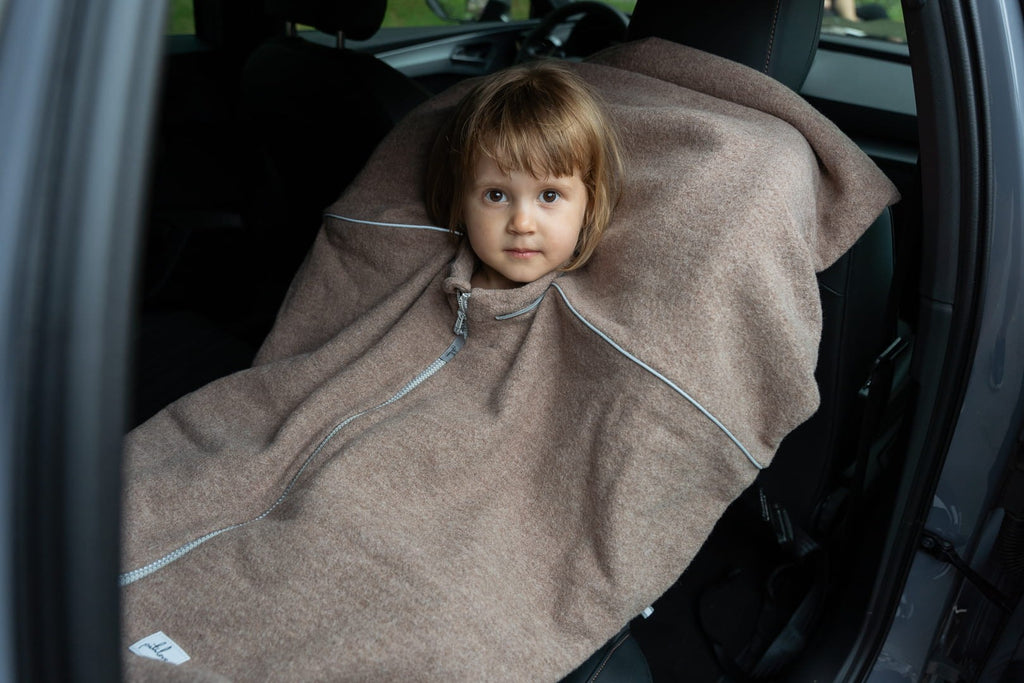 Merino vilnos automobilinės kėdutės pončas - Meškiukas - BureiKids