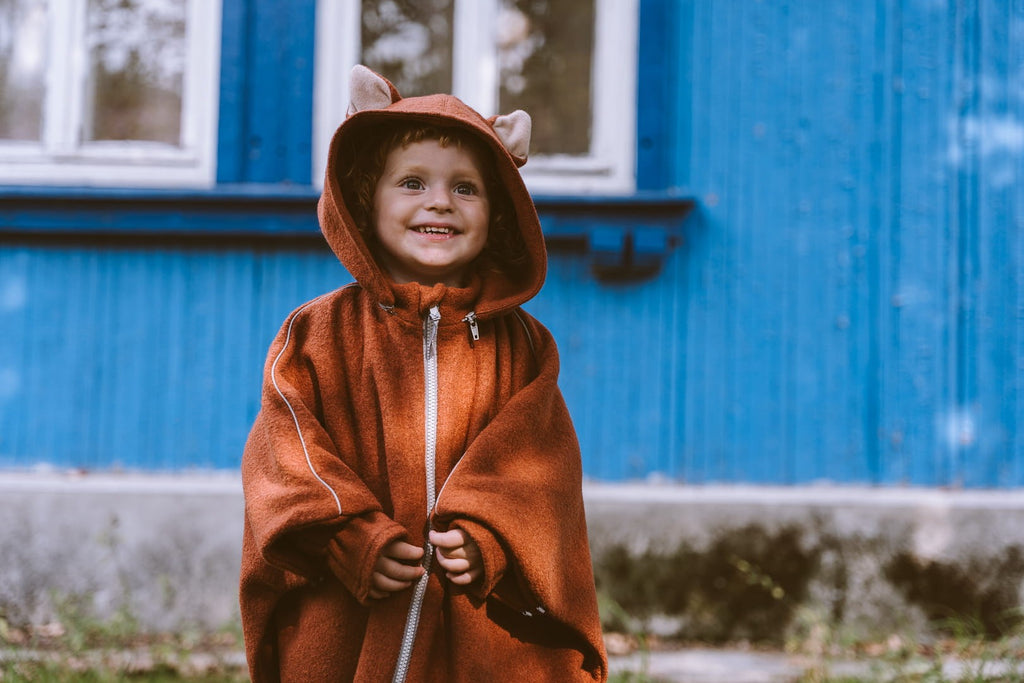 Merino vilnos automobilinės kėdutės pončas - Lapės ausys - BureiKids
