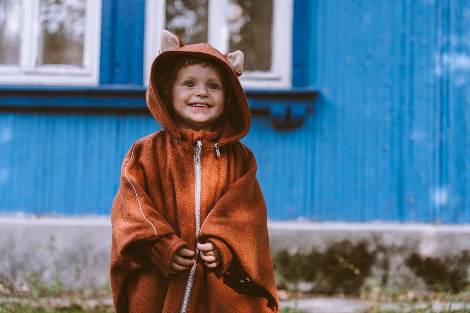 Merino vilnos automobilinės kėdutės pončas - Lapės ausys - BureiKids