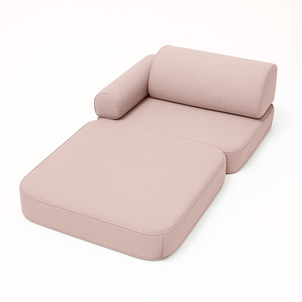 Mini vaikiška „Outzy Pocket“ sofa, skirta naudoti viduje ir lauke - Pelenų rožės spalvos - BureiKids
