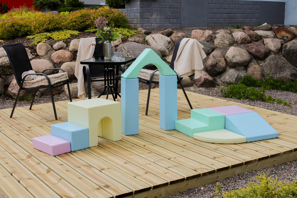Minkšta laipiojimo žaidimų aikštelė IGLU iš 10 blokų - Švelni pastelinė "Creativity" - BureiKids