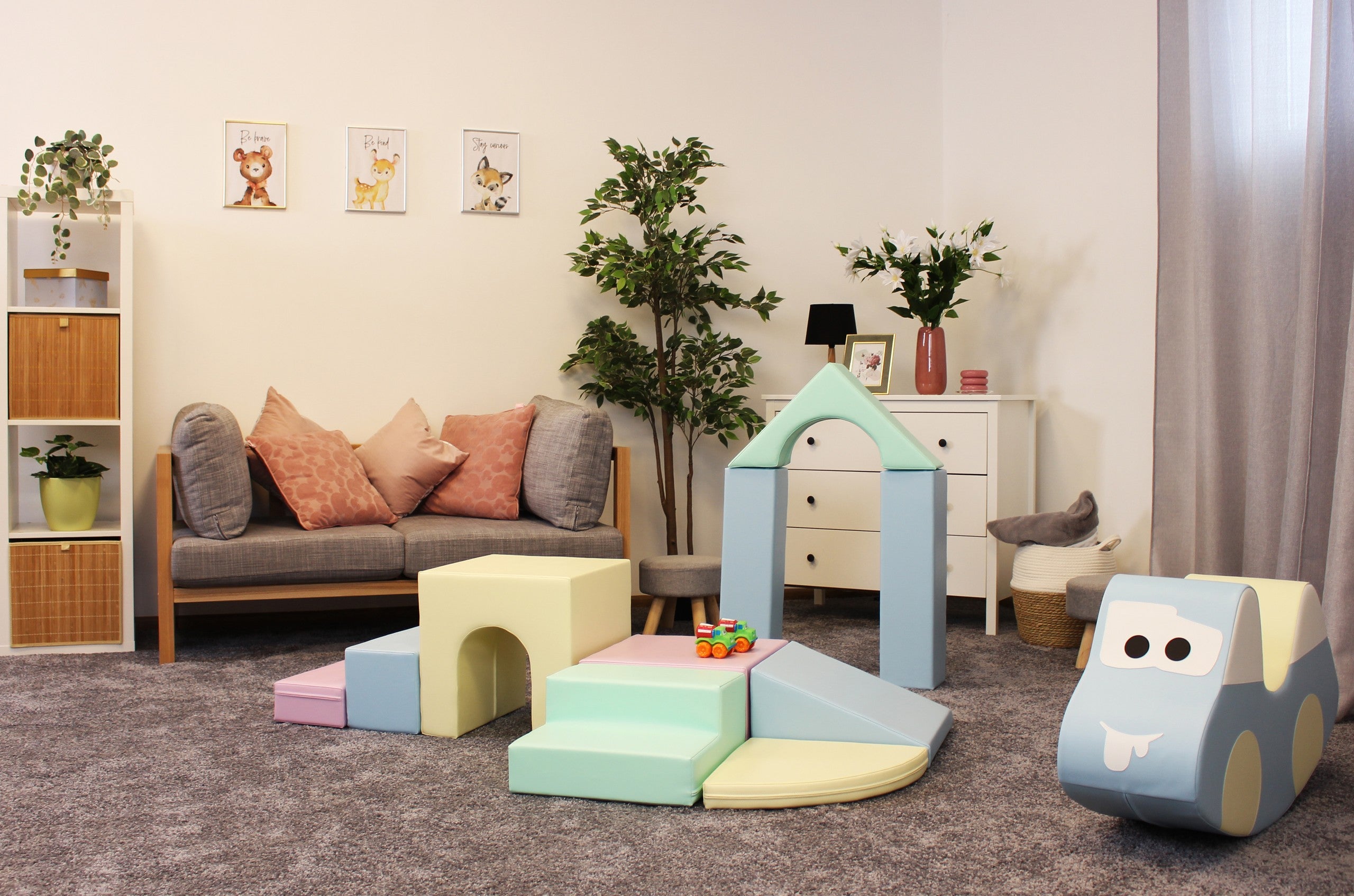 Minkšta laipiojimo žaidimų aikštelė IGLU iš 10 blokų - Švelni pastelinė "Creativity" - BureiKids
