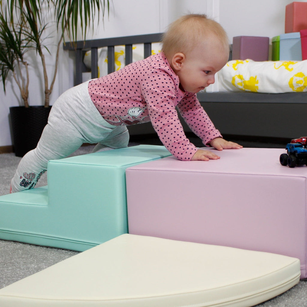 Minkšta laipiojimo žaidimų aikštelė IGLU iš 5 blokų - Švelni pastelinė - BureiKids