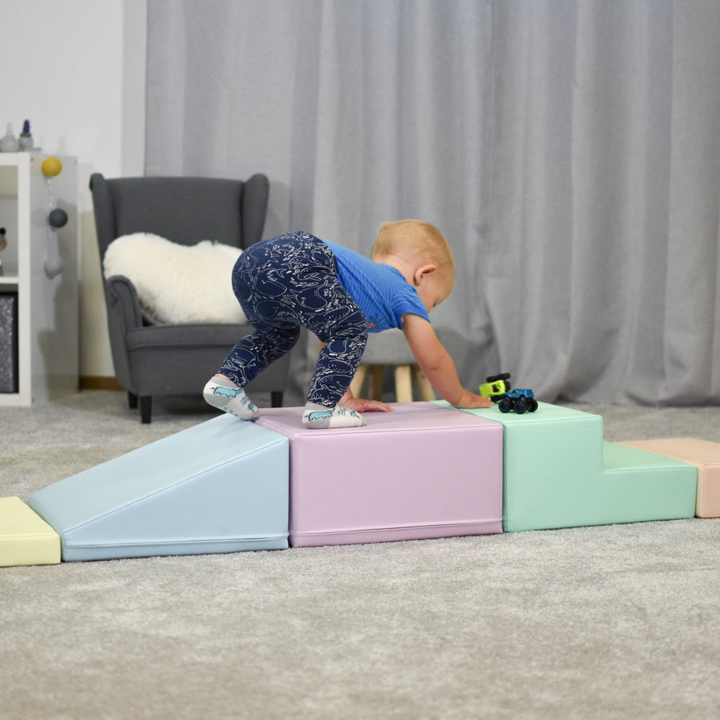 Minkšta laipiojimo žaidimų aikštelė IGLU iš 5 blokų - Švelni pastelinė - BureiKids