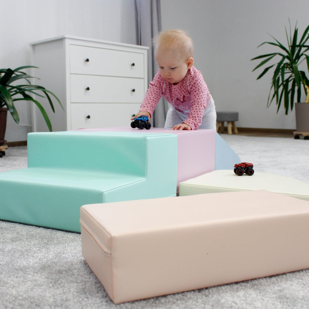 Minkšta laipiojimo žaidimų aikštelė IGLU iš 5 blokų - Švelni pastelinė - BureiKids