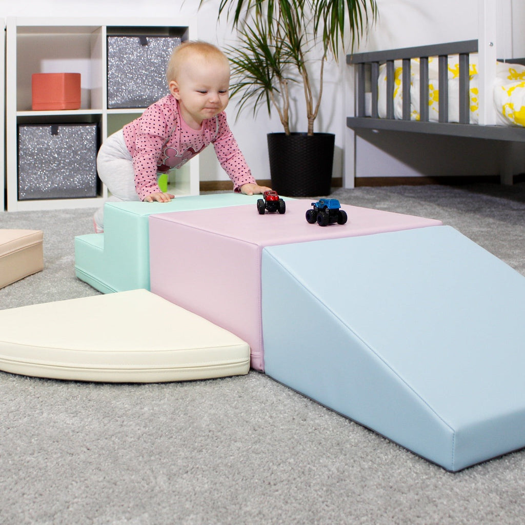Minkšta laipiojimo žaidimų aikštelė IGLU iš 5 blokų - Švelni pastelinė - BureiKids