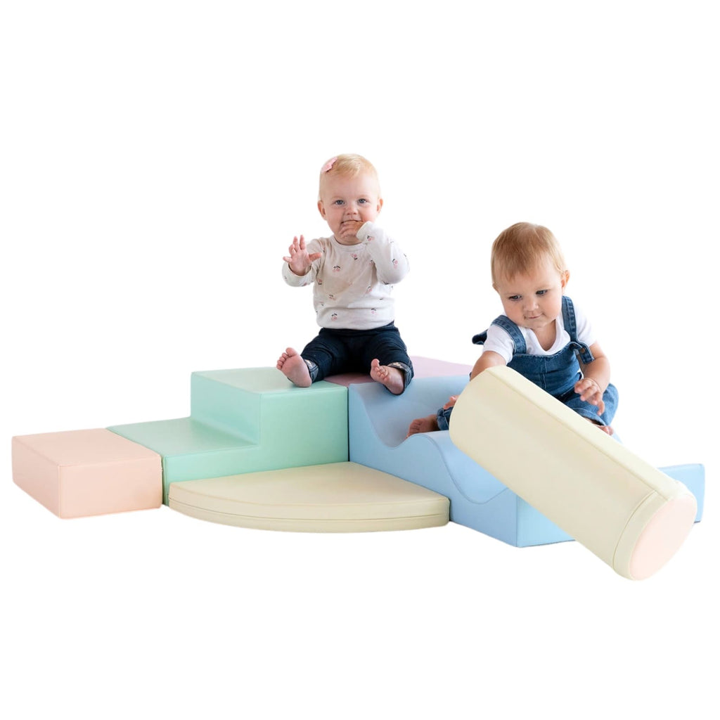 Minkšta laipiojimo žaidimų aikštelė IGLU iš 6 blokų - Švelni pastelinė "Explorer" - BureiKids