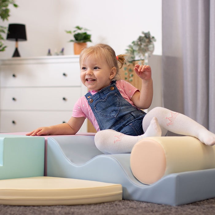 Minkšta laipiojimo žaidimų aikštelė IGLU iš 6 blokų - Švelni pastelinė "Explorer" - BureiKids