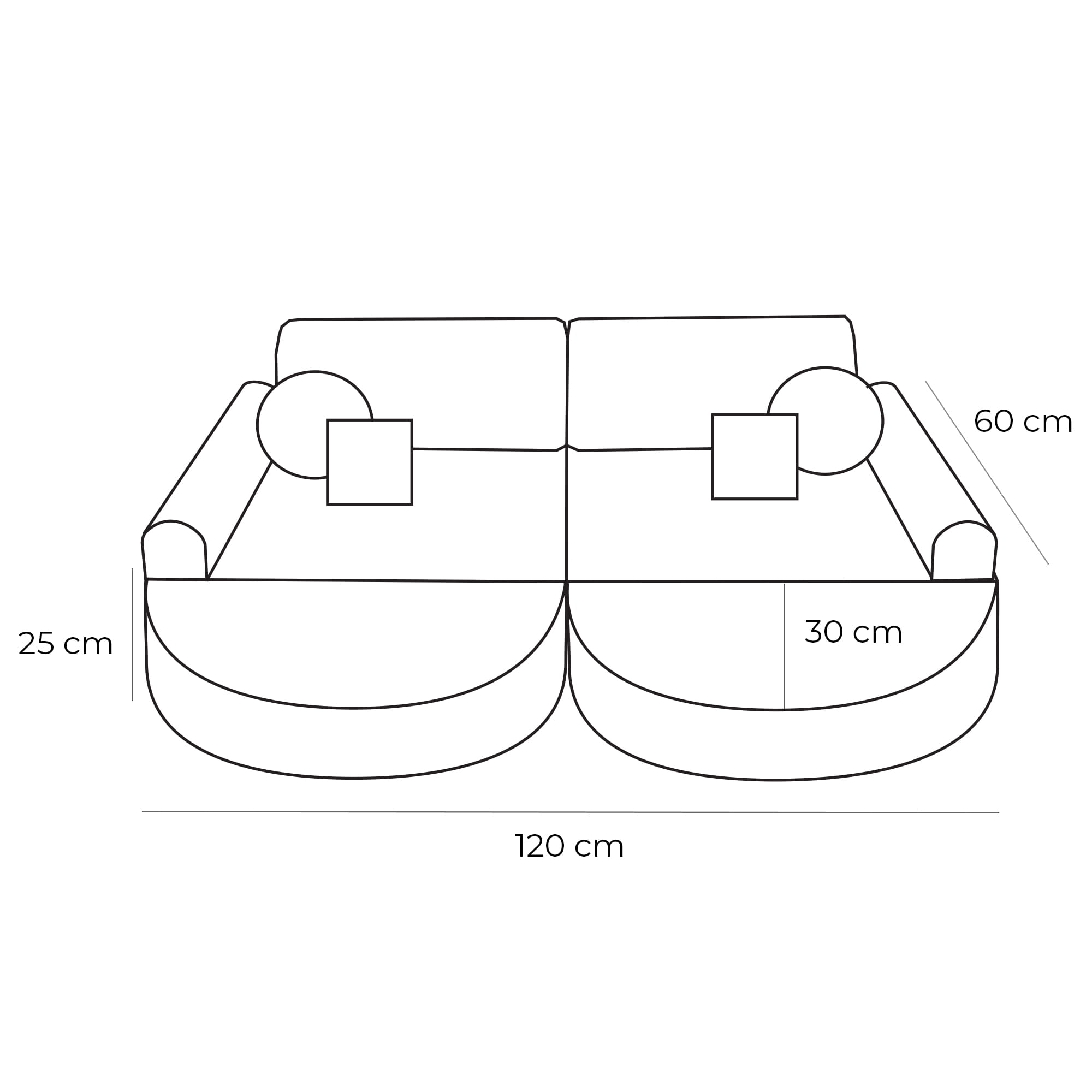 Modulinė sofa vaikams vidutinio dydžio - Estetiška turkio spalva Plus - BureiKids